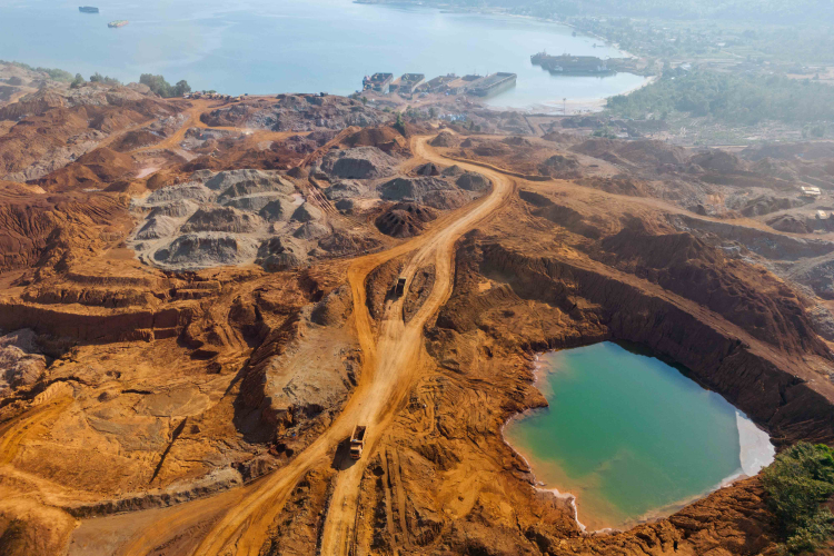 Dump trucks loaded with nickel ore headed to a jetty at a mining site in Molawe district on October 27, 2023 in North Konawe, Southeast Sulawesi, Indonesia.
