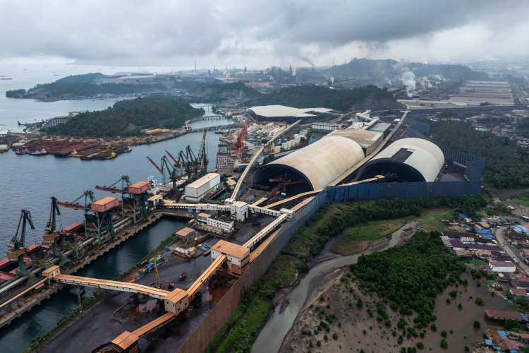 The belching chimneys of Indonesia Morowali Industrial Park (IMIP), a nickel processing complex in Morowali, Central Sulawesi, Indonesia on June 11, 2024. The industrial are powering the move to electric vehicles.