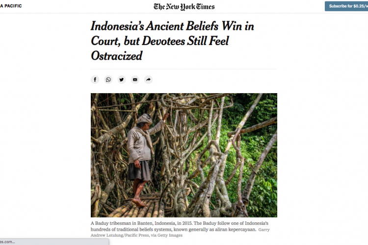 The New York Times Baduy Tribe